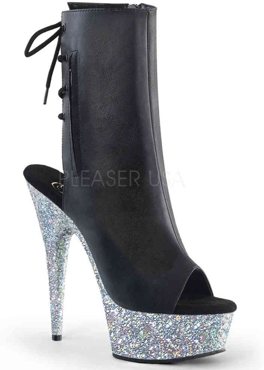 EU 36 = US 6 | DELIGHT-1018LG | 6 Heel, 1 3/4 PF Open Toe/Heel Ankle Boot, Side Zip